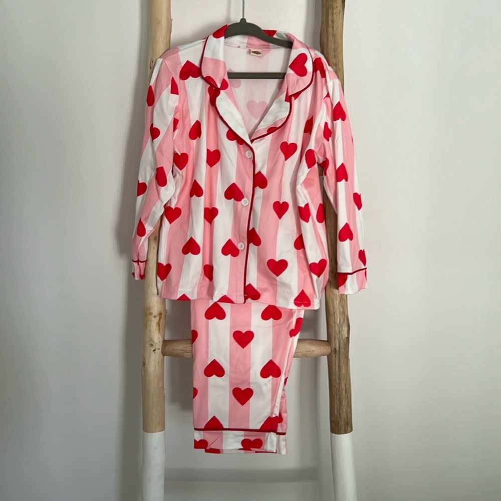 Toddler Heart Striped Pajama Set 3-4T - Picture 2 of 5